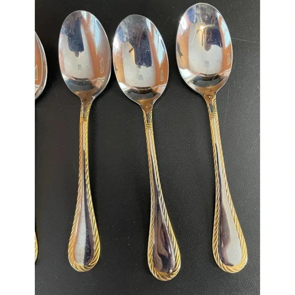 Cambridge Carlyle‎ Gold Accents Rope Stainless Tablespoons Set Of 6
